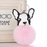 Cute Fluffy Faux French Bulldog Keychain