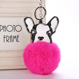 Cute Fluffy Faux French Bulldog Keychain