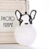 Cute Fluffy Faux French Bulldog Keychain