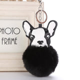 Cute Fluffy Faux French Bulldog Keychain