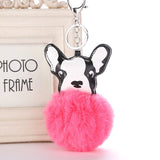 Cute Fluffy Faux French Bulldog Keychain
