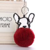 Cute Fluffy Faux French Bulldog Keychain