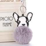 Cute Fluffy Faux French Bulldog Keychain