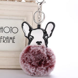 Cute Fluffy Faux French Bulldog Keychain
