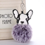 Cute Fluffy Faux French Bulldog Keychain
