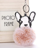 Cute Fluffy Faux French Bulldog Keychain