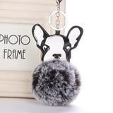 Cute Fluffy Faux French Bulldog Keychain